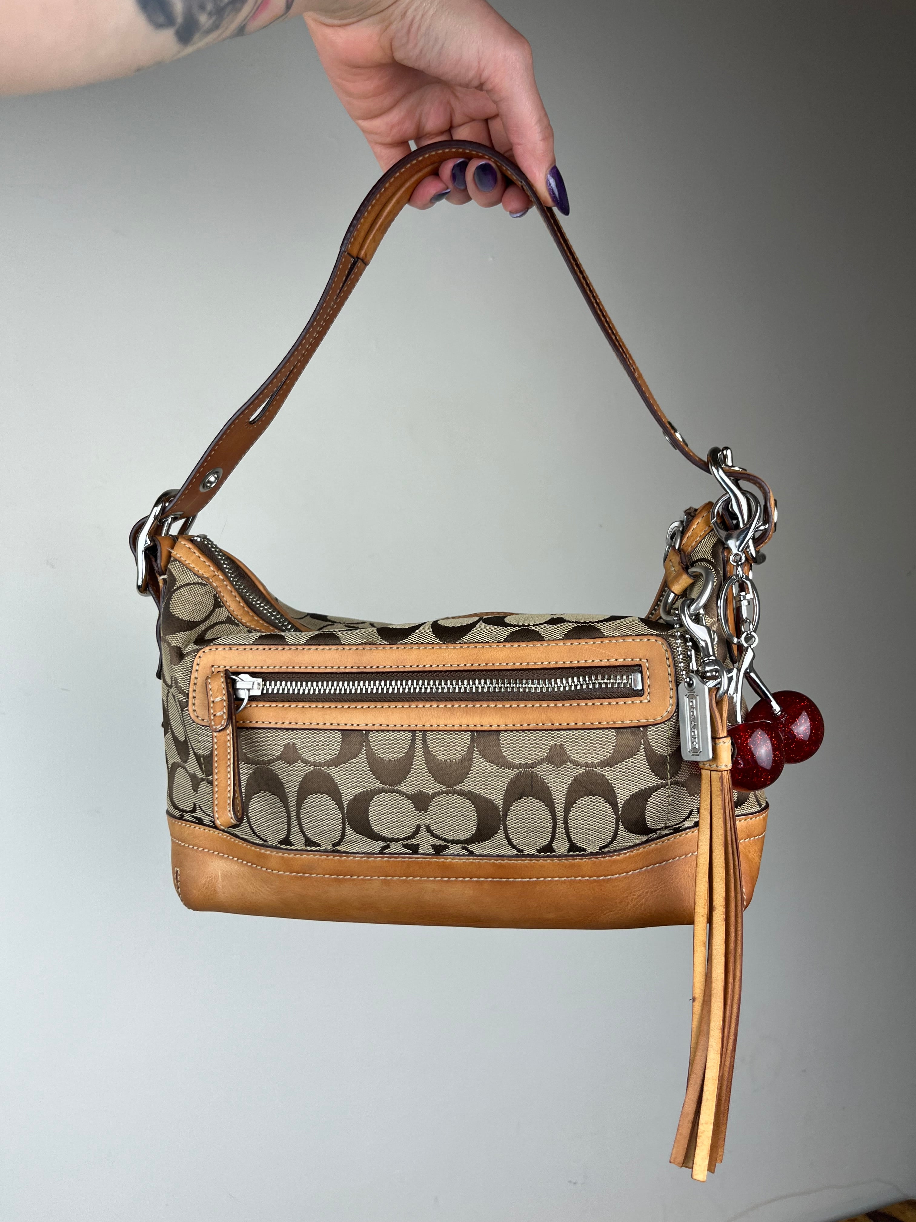 Coach East West Duffle Shoulder Bag - Model 9363 With Cherry Charm
