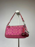 Rare Coach Signature Hot Pink Suede Trim Demi Shoulder Bag 6094