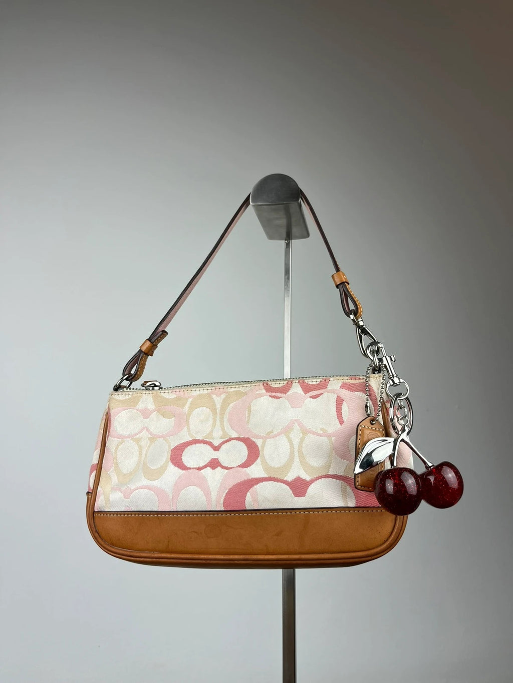 Rare Coach Signature Optic C Pink and White Demi Shoulder Bag 7027