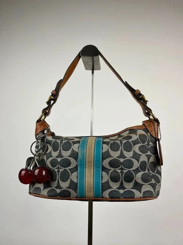 Coach Sufflette Signature Denim Stripe Shoulder Bag 7041