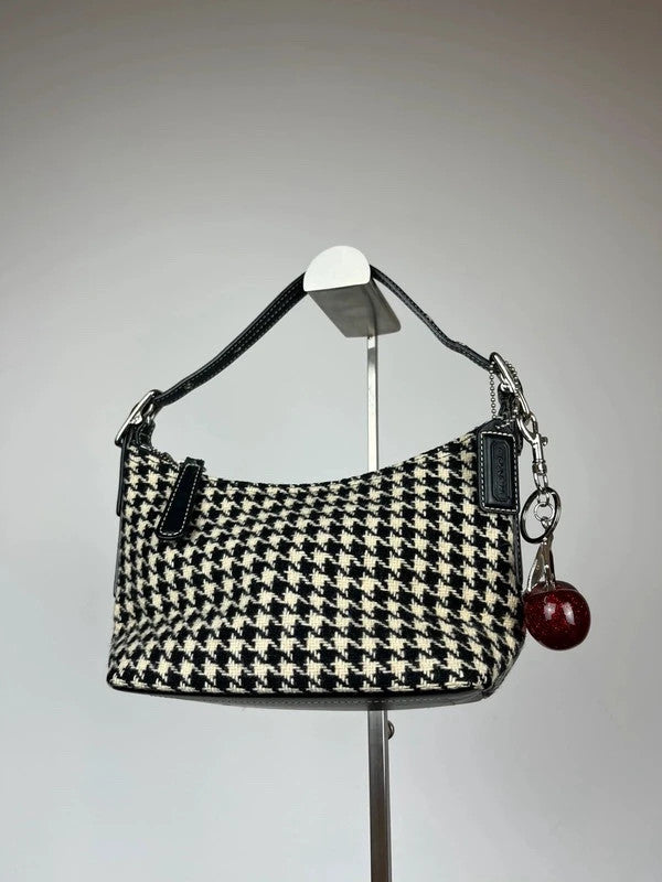 Rare Coach Hamptons Houndstooth Wool Mini Bag 7711