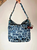 Coach Chelsea Optic C Blue Signature Jacquard Turnlock Hobo 10990