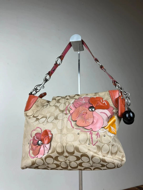 Vintage Coach Signature Floral Appliqué Shoulder Bag F16879