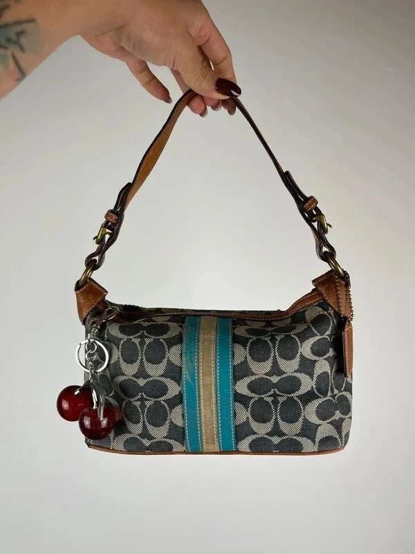 Coach Sufflette Signature Denim Stripe Shoulder Bag 7041