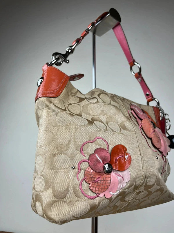 Vintage Coach Signature Floral Appliqué Shoulder Bag F16879