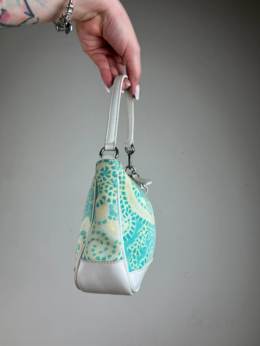 Rare Coach Green Paisley Print Mini Shoulder Handbag - Model 8104