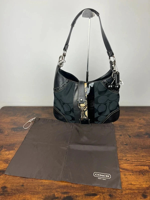Coach Hamptons Signature Python Stripe Hobo Bag 10260