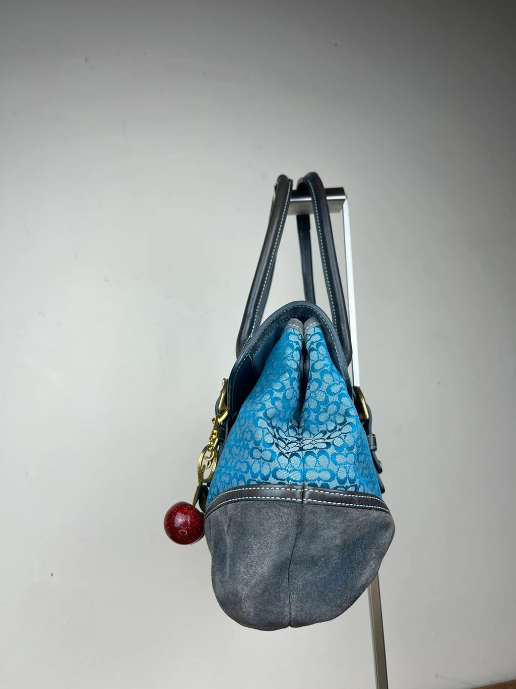 Coach Soho Signature Flap Satchel 7080 - Y2K Vintage Blue/ dark Grey