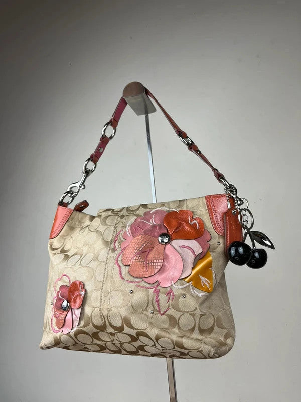 Vintage Coach Signature Floral Appliqué Shoulder Bag F16879