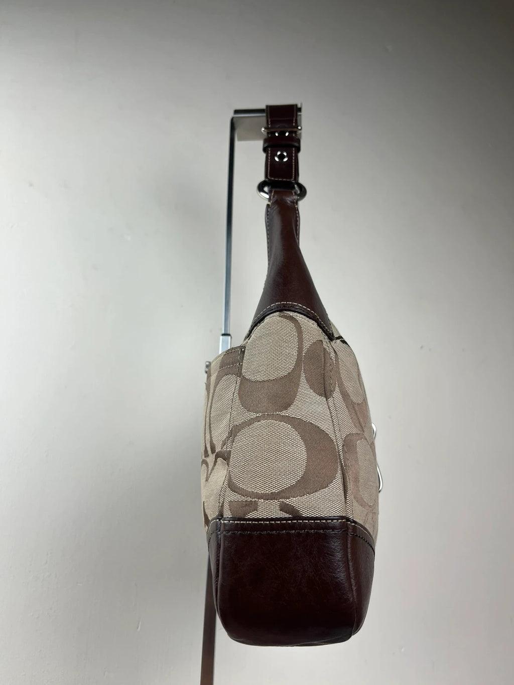 Coach Hamptons Signature Stripe Leopard Hobo