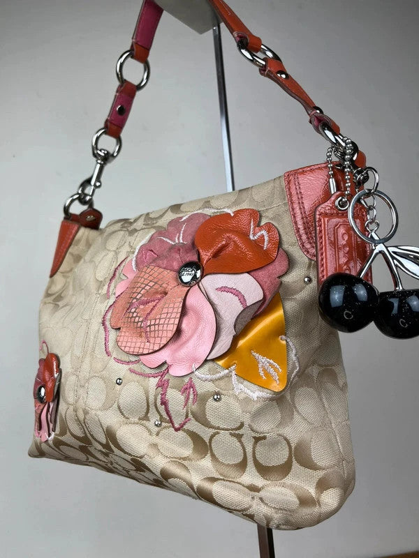 Vintage Coach Signature Floral Appliqué Shoulder Bag F16879