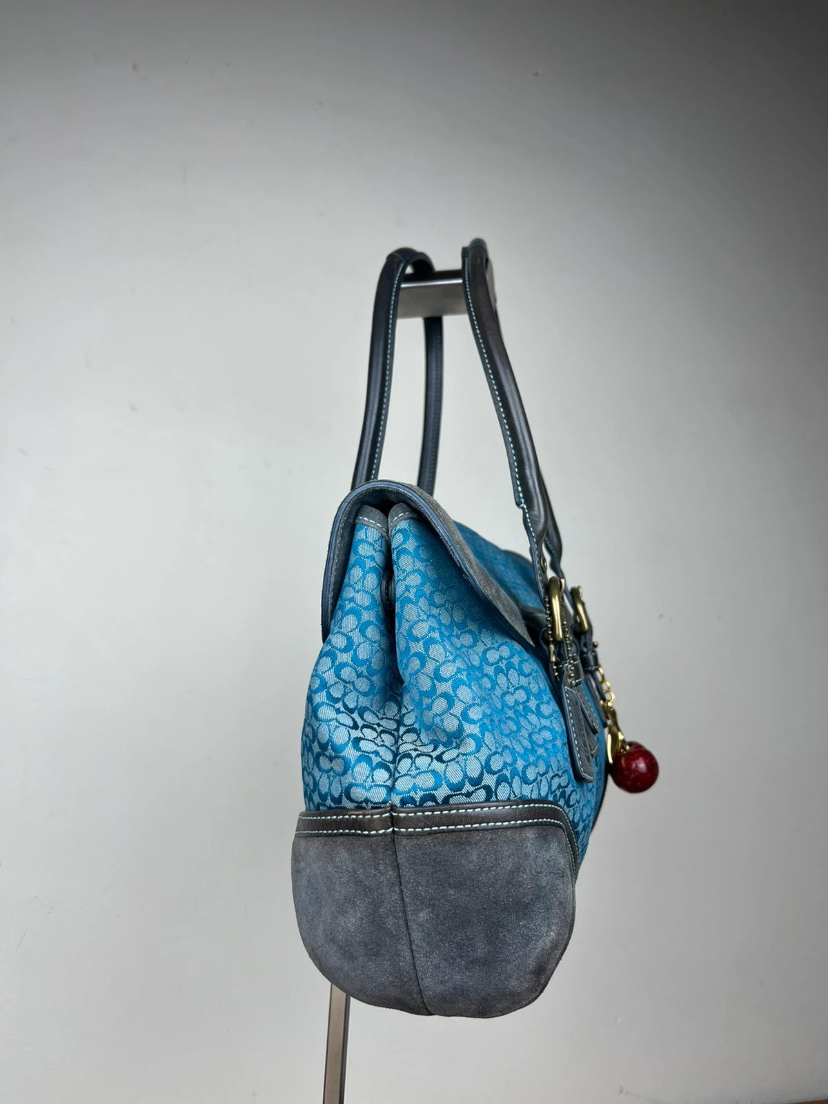 Coach Soho Signature Flap Satchel 7080 - Y2K Vintage Blue/ dark Grey
