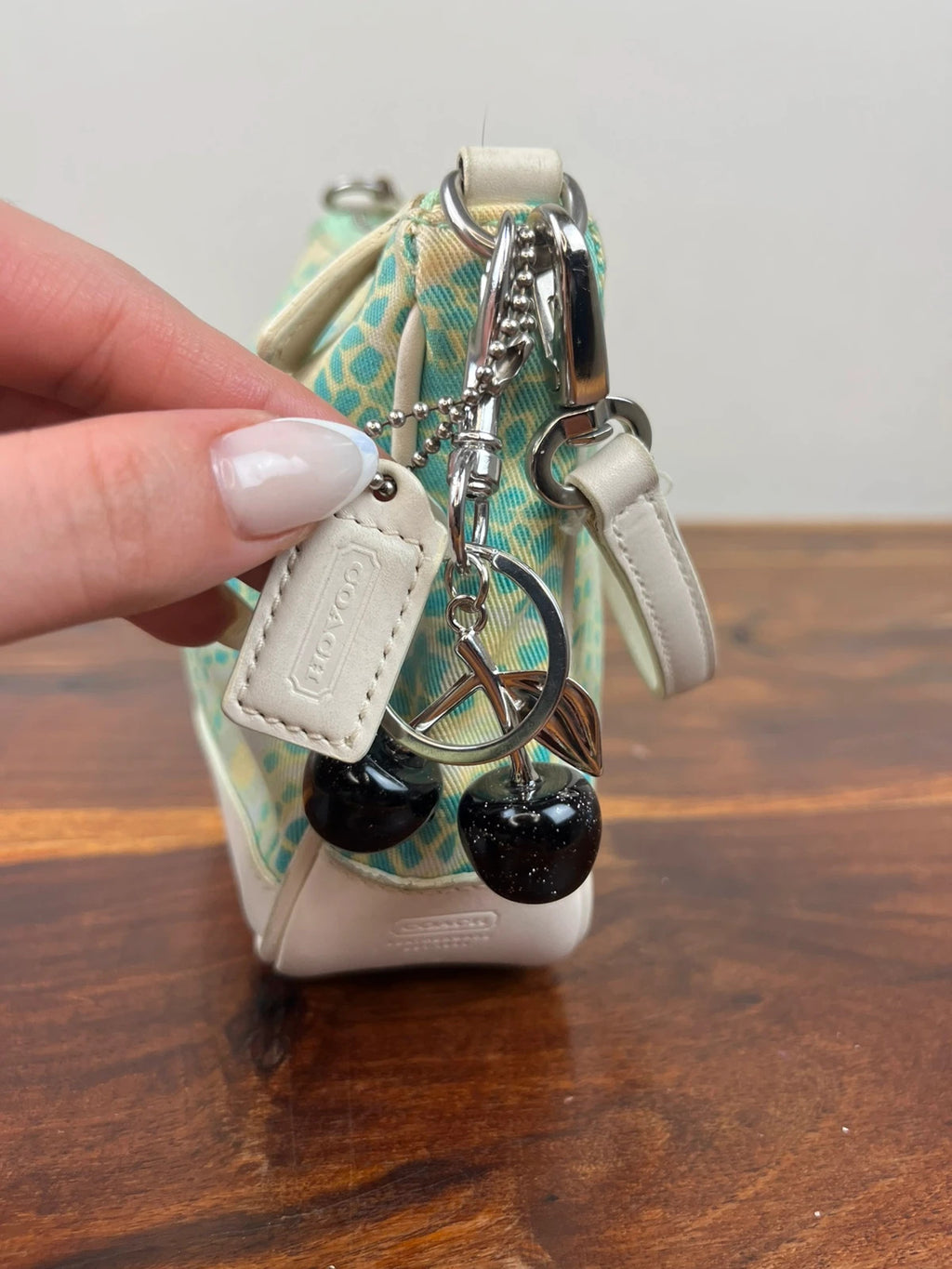 Rare Coach Green Paisley Print Mini Shoulder Handbag - Model 8104