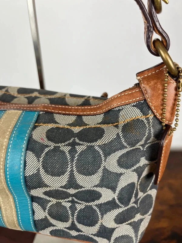 Coach Sufflette Signature Denim Stripe Shoulder Bag 7041