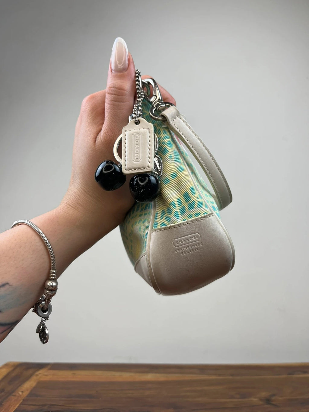 Rare Coach Green Paisley Print Mini Shoulder Handbag - Model 8104