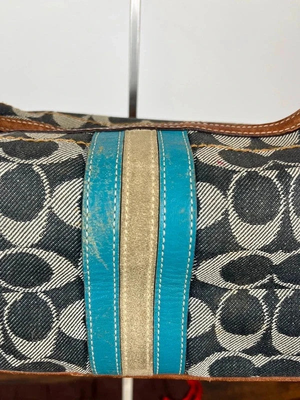 Coach Sufflette Signature Denim Stripe Shoulder Bag 7041