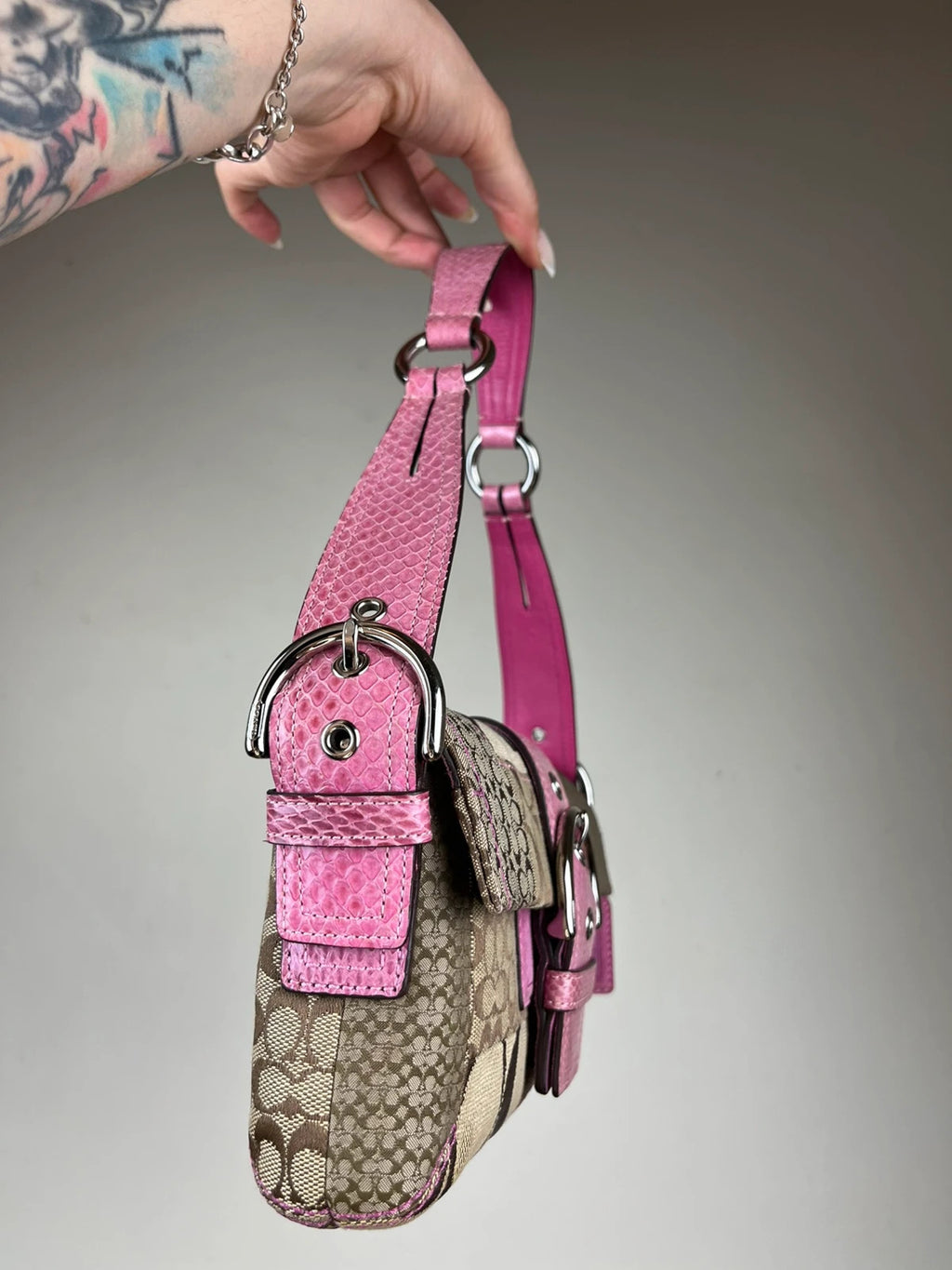 Coach 3689 Python Trim Soho Patchwork Shoulder Bag