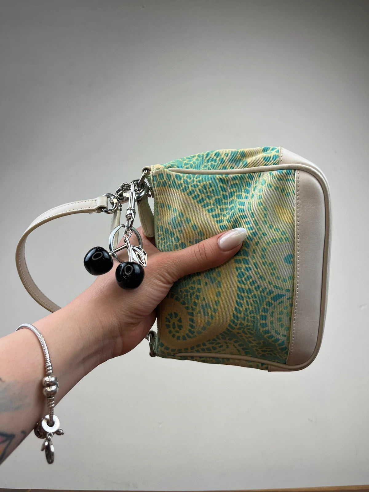Rare Coach Green Paisley Print Mini Shoulder Handbag - Model 8104