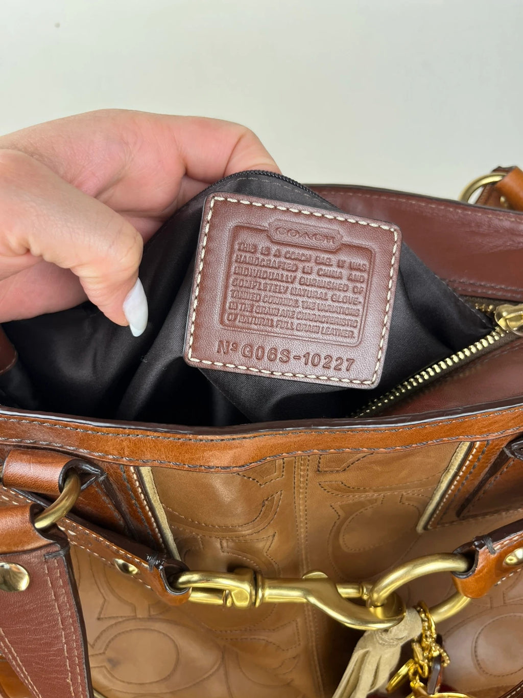 Coach Hamptons Embossed Signature Leather Satchel 10227 With Dust Bag