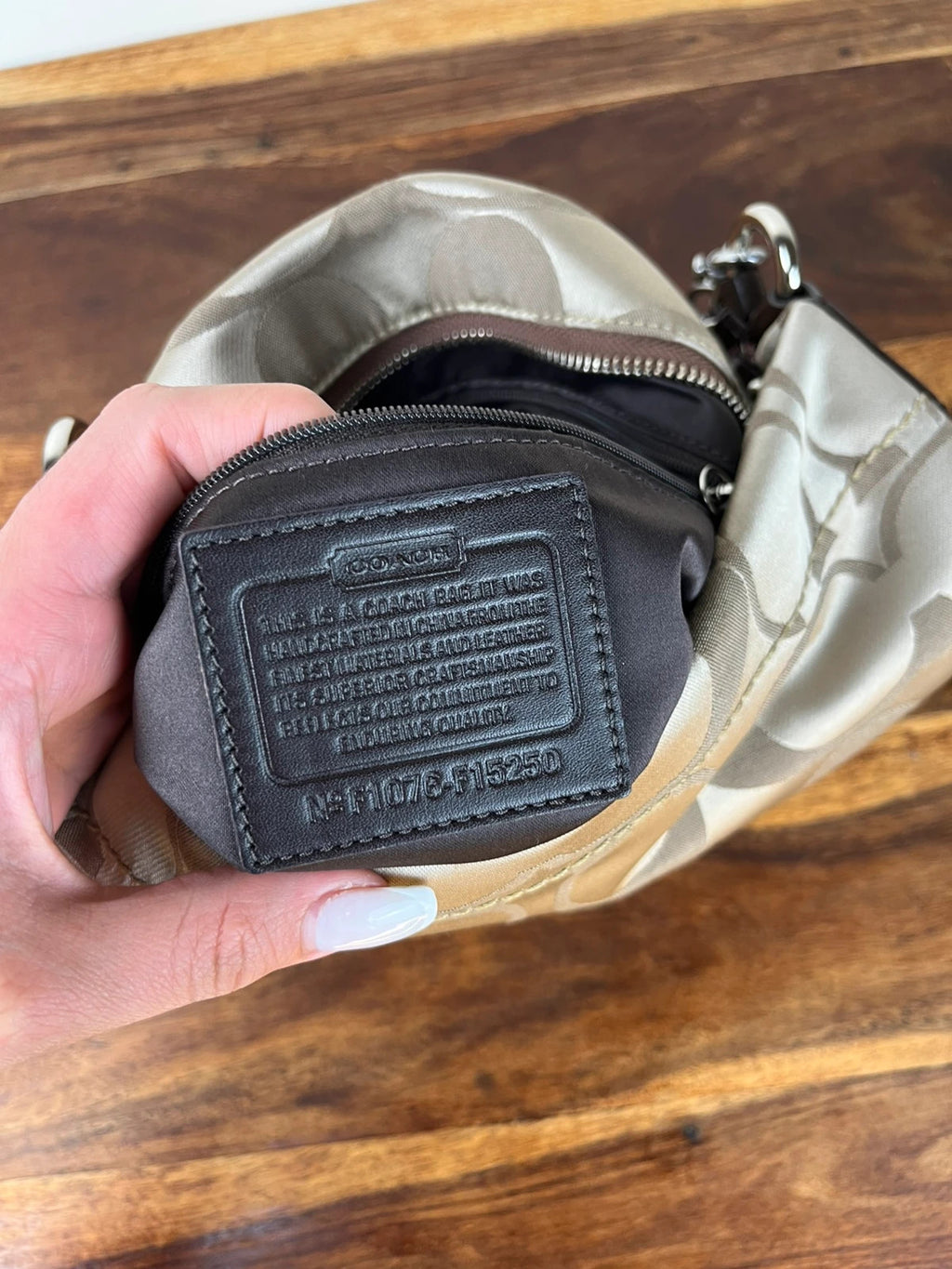 Coach Carly Signature Sateen Hobo F15250