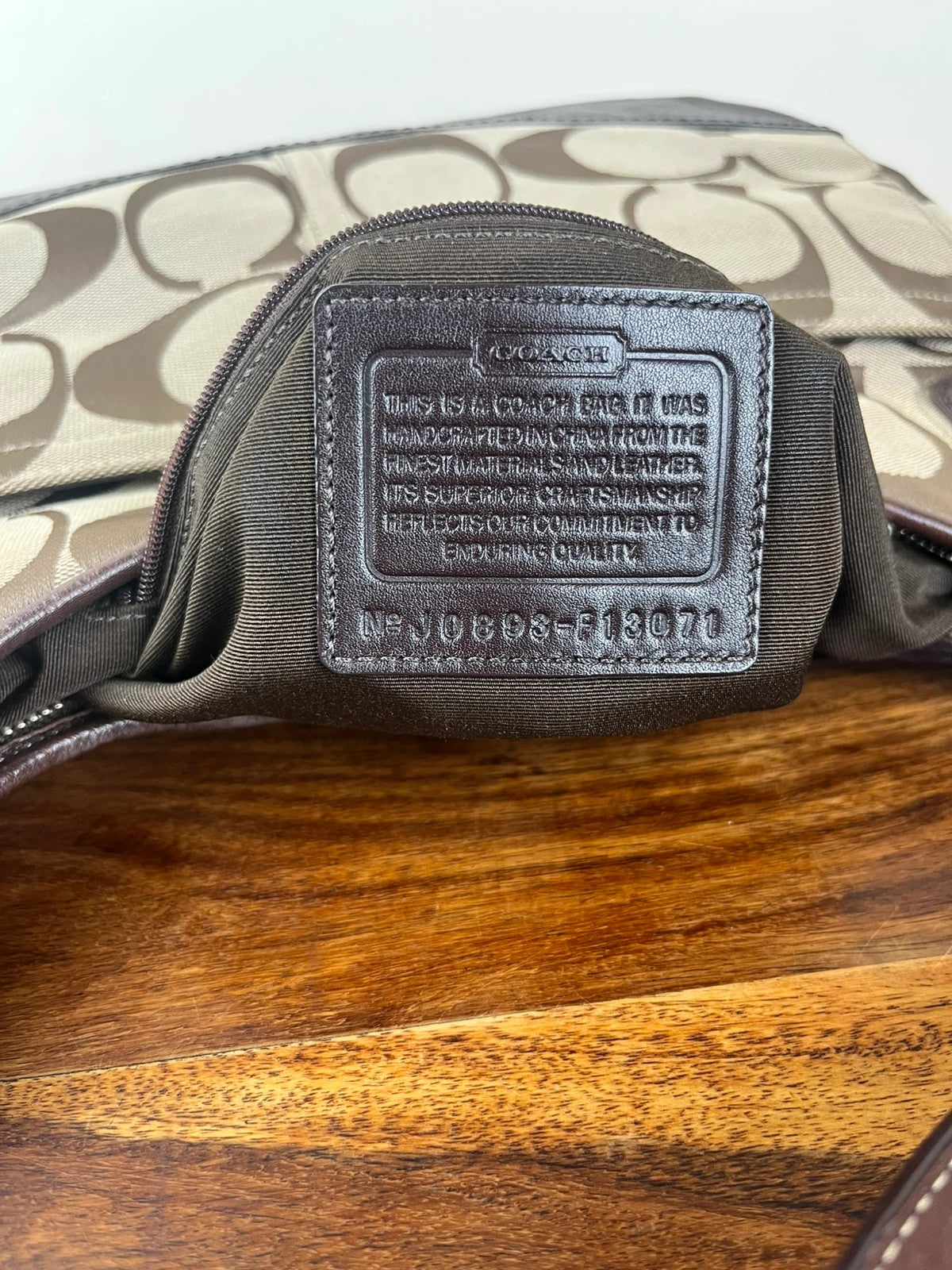 Coach Hamptons Signature Stripe Leopard Hobo
