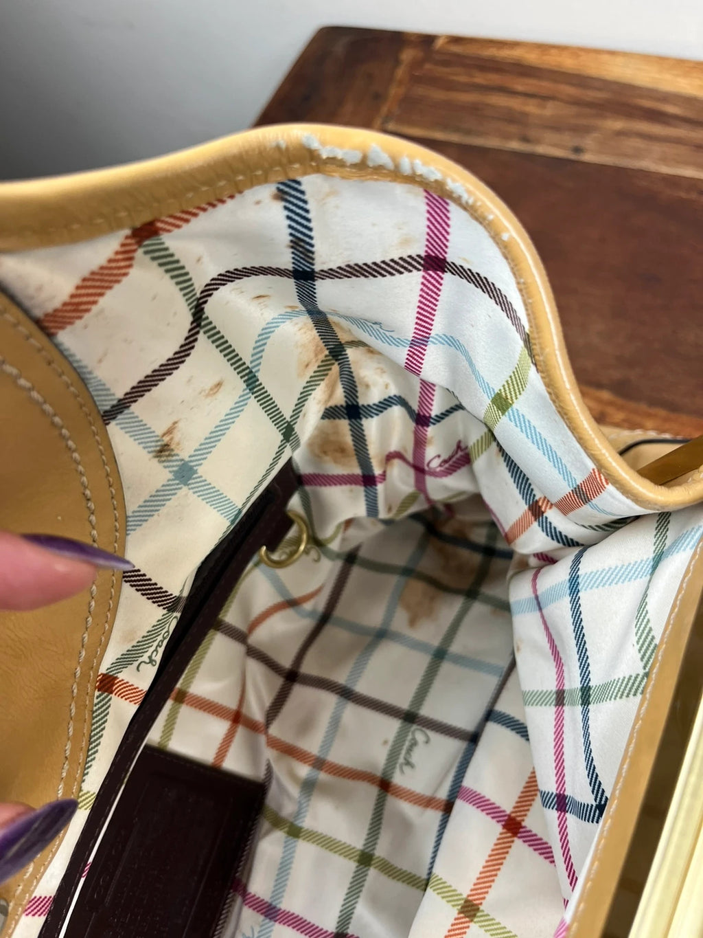 Coach Ergo Pleated Kiss-Lock Satchel - Honey Tan With Cherry Charm