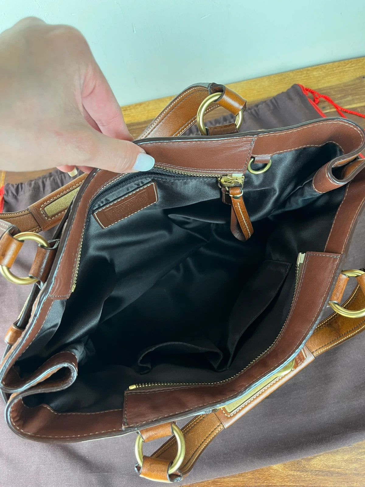 Coach Hamptons Embossed Signature Leather Satchel 10227 With Dust Bag