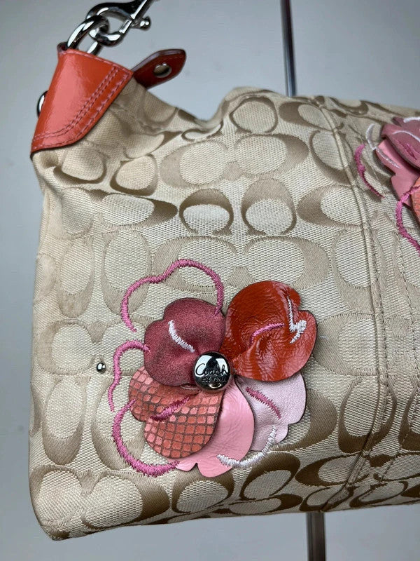 Vintage Coach Signature Floral Appliqué Shoulder Bag F16879