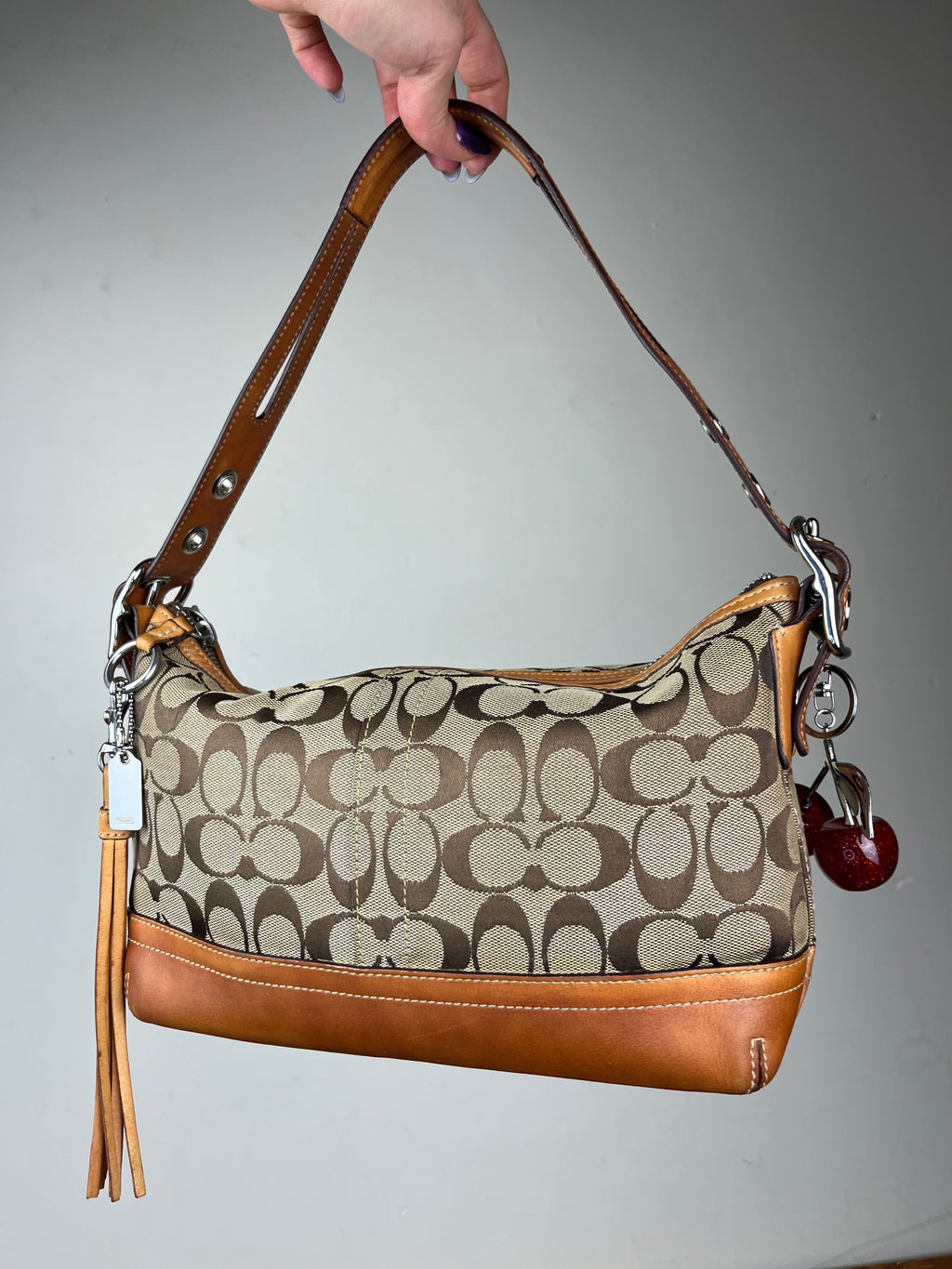 Coach East West Duffle Shoulder Bag - Model 9363 With Cherry Charm