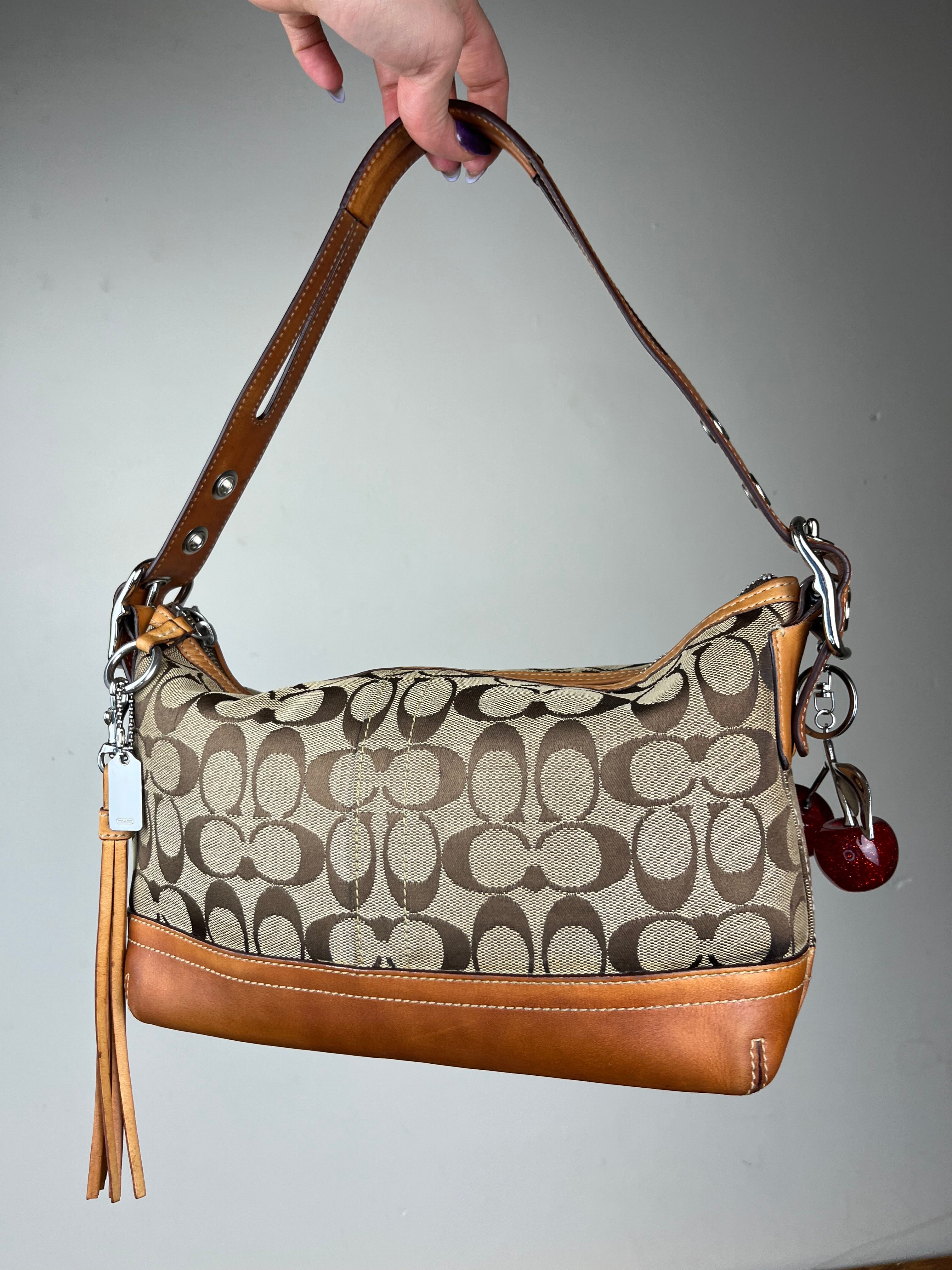 Coach East West Duffle Shoulder Bag - Model 9363 With Cherry Charm