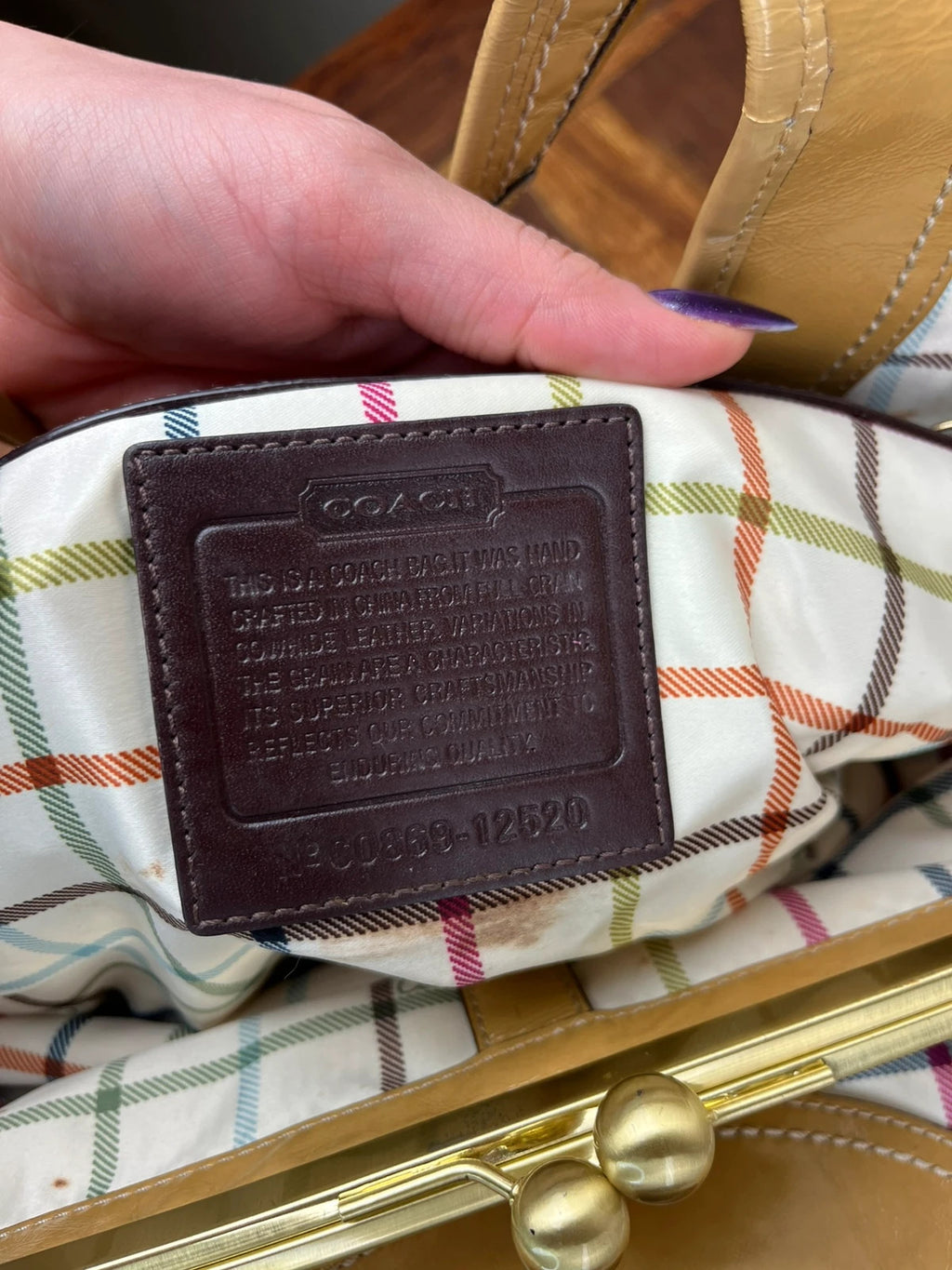 Coach Ergo Pleated Kiss-Lock Satchel - Honey Tan With Cherry Charm