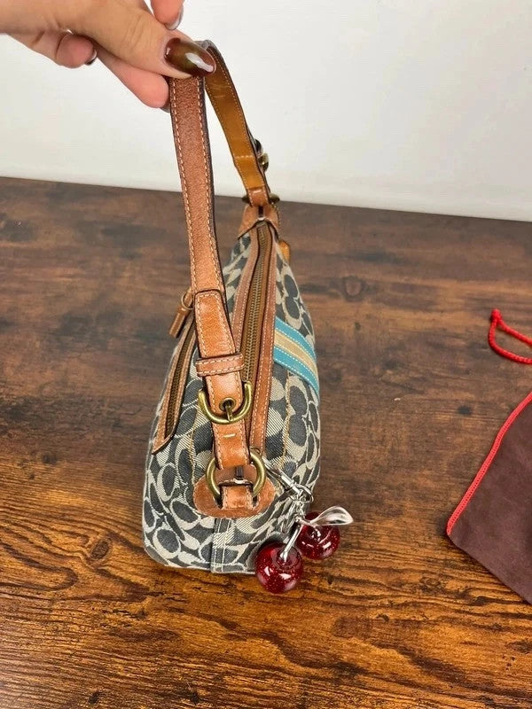 Coach Sufflette Signature Denim Stripe Shoulder Bag 7041