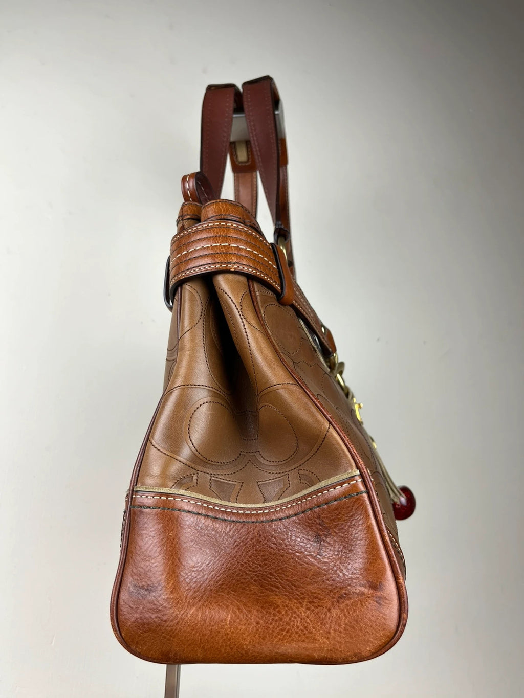 Coach Hamptons Embossed Signature Leather Satchel 10227 With Dust Bag