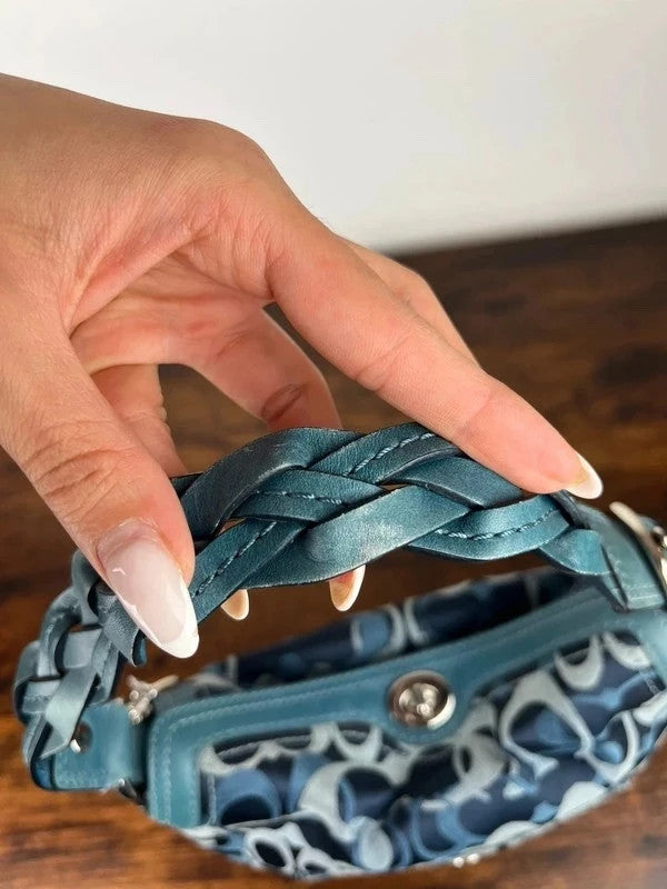 Coach Chelsea Optic C Blue Signature Jacquard Turnlock Hobo 10990