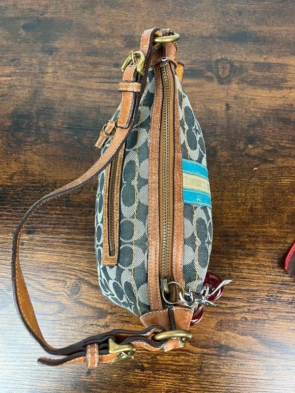 Coach Sufflette Signature Denim Stripe Shoulder Bag 7041
