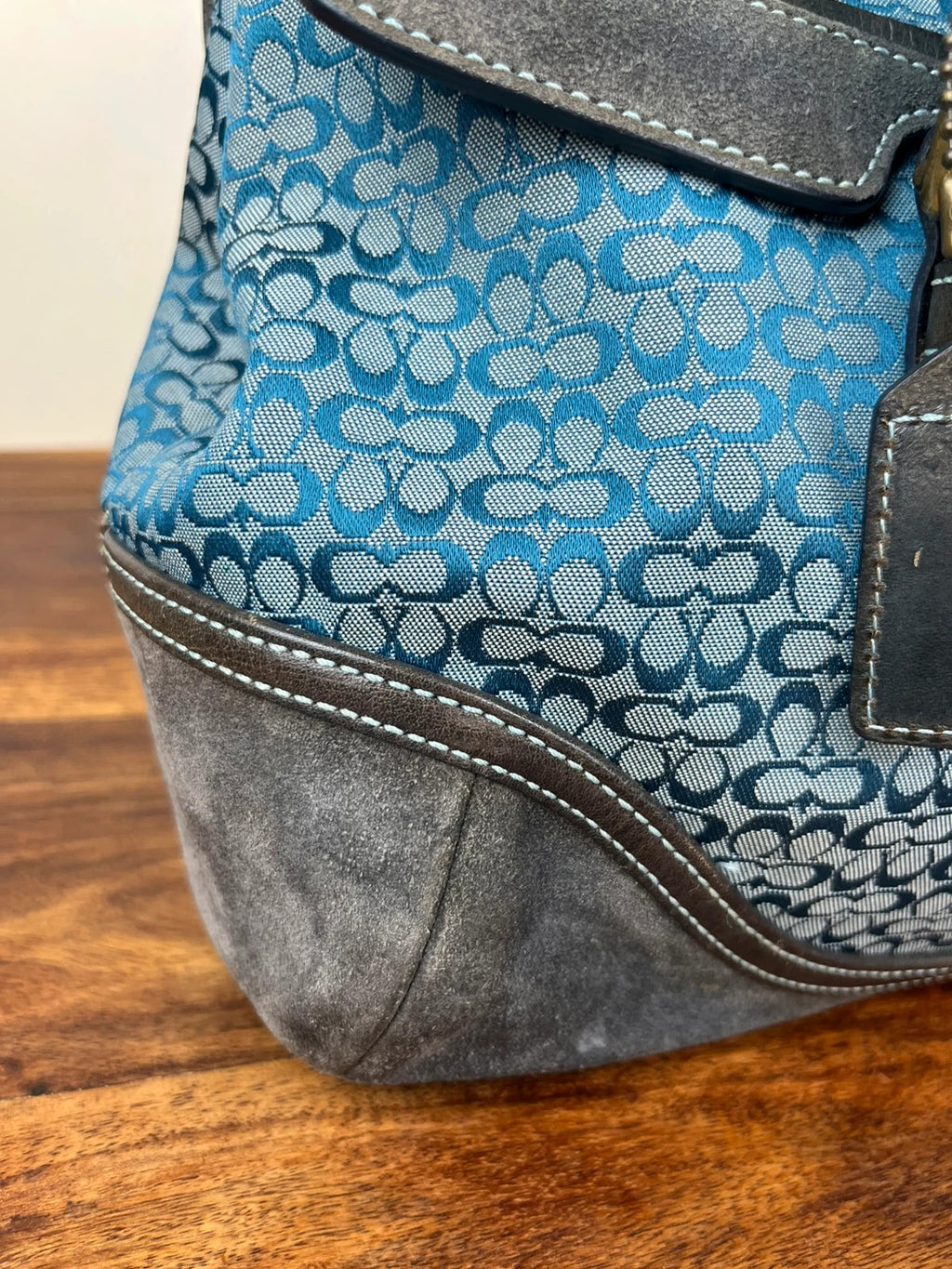 Coach Soho Signature Flap Satchel 7080 - Y2K Vintage Blue/ dark Grey