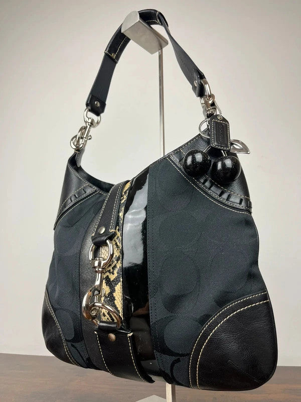 Coach Hamptons Signature Python Stripe Hobo Bag 10260