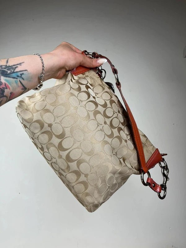 Vintage Coach Signature Floral Appliqué Shoulder Bag F16879