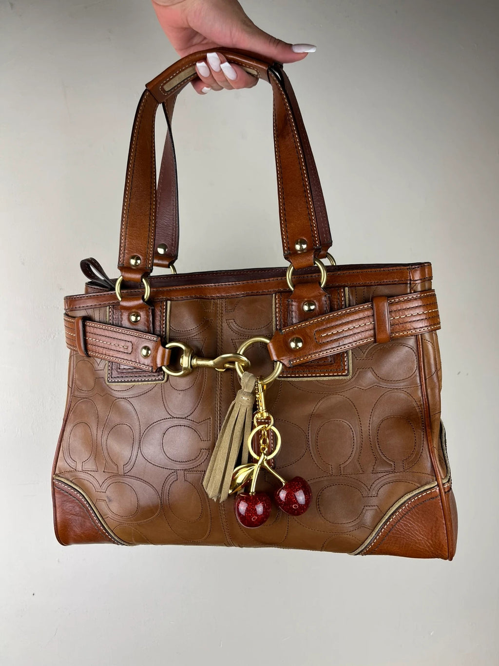 Coach Hamptons Embossed Signature Leather Satchel 10227 With Dust Bag