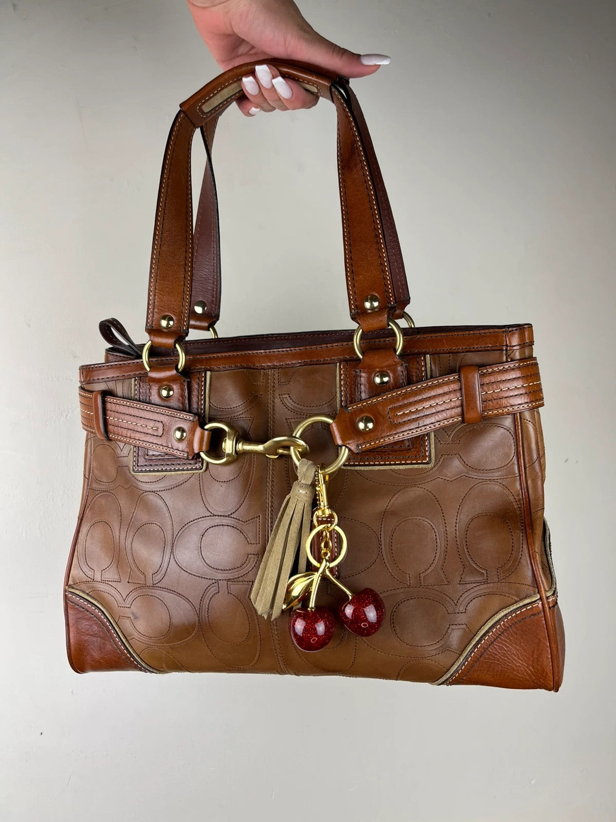 Coach Hamptons Embossed Signature Leather Satchel 10227 With Dust Bag