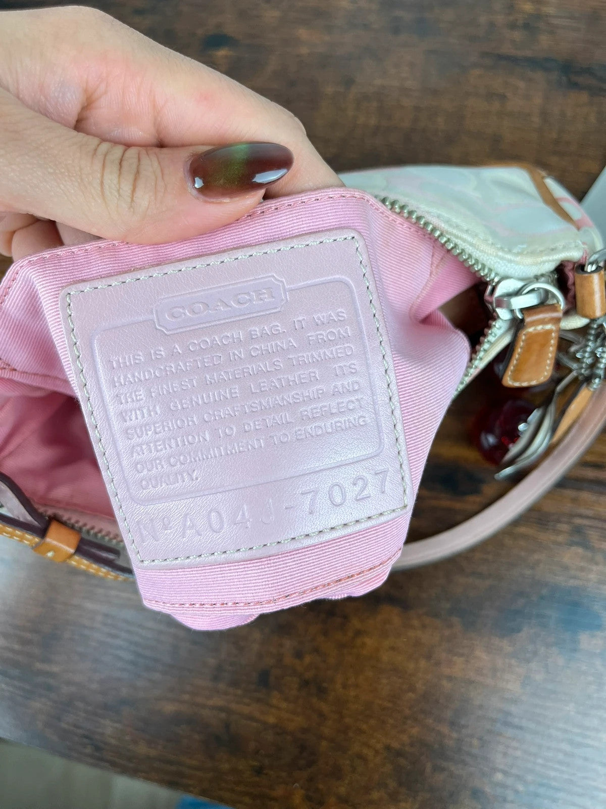 Rare Coach Signature Optic C Pink and White Demi Shoulder Bag 7027