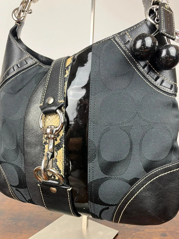 Coach Hamptons Signature Python Stripe Hobo Bag 10260