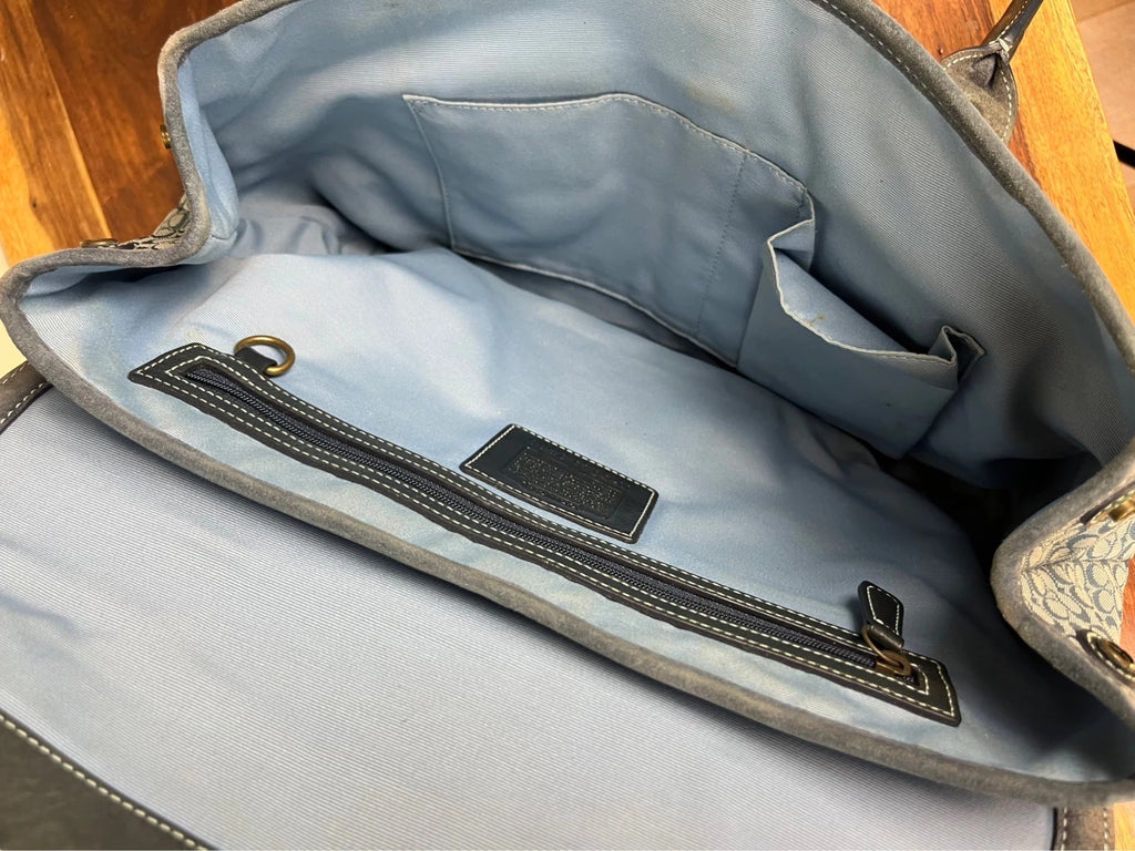Coach Soho Signature Flap Satchel 7080 - Y2K Vintage Blue/ dark Grey