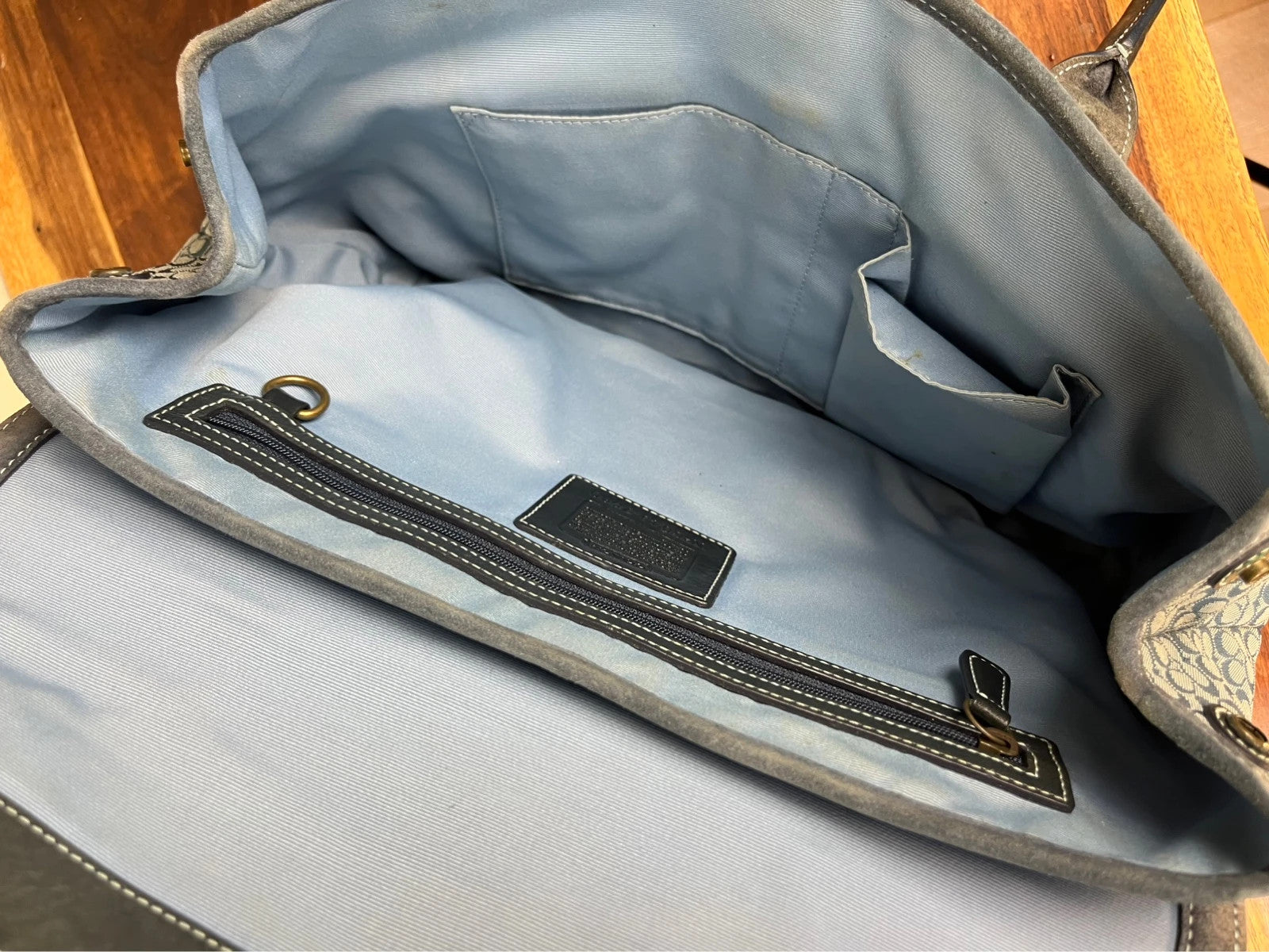 Coach Soho Signature Flap Satchel 7080 - Y2K Vintage Blue/ dark Grey