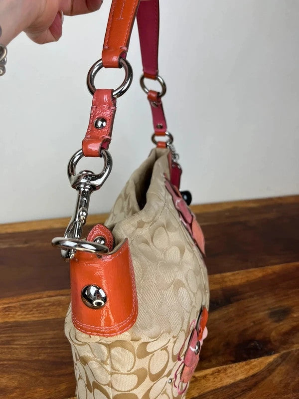 Vintage Coach Signature Floral Appliqué Shoulder Bag F16879