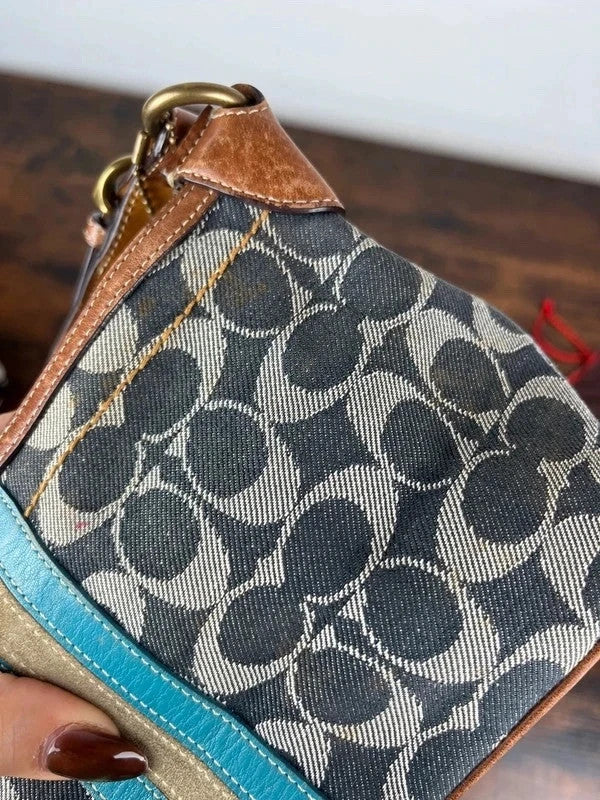 Coach Sufflette Signature Denim Stripe Shoulder Bag 7041