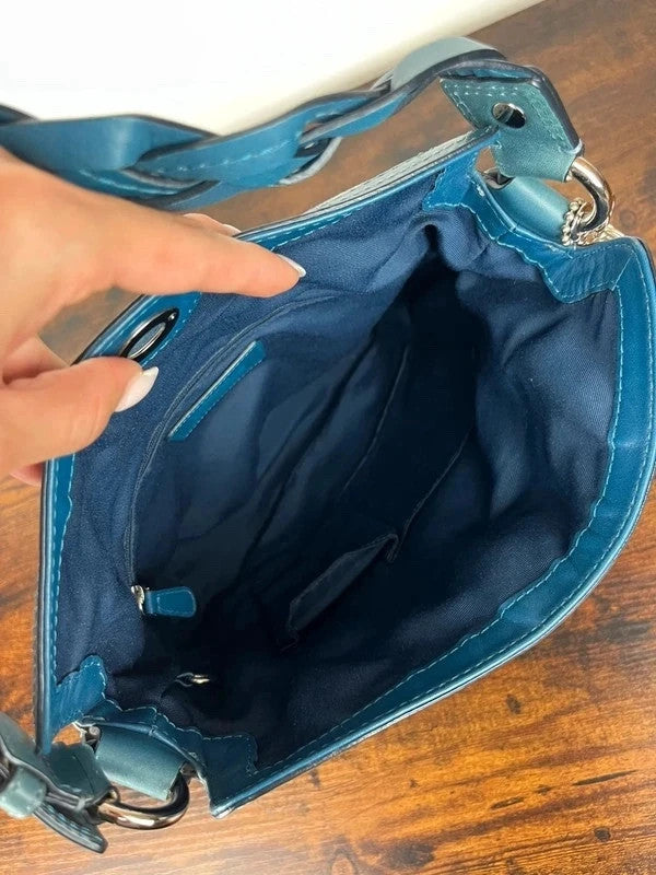 Coach Chelsea Optic C Blue Signature Jacquard Turnlock Hobo 10990