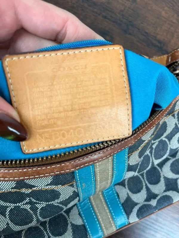 Coach Sufflette Signature Denim Stripe Shoulder Bag 7041