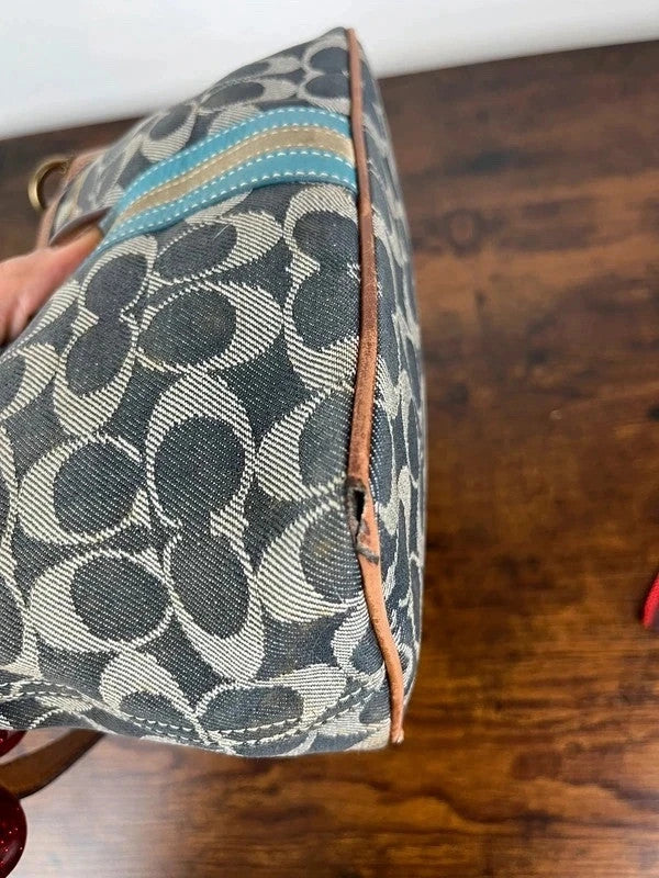 Coach Sufflette Signature Denim Stripe Shoulder Bag 7041