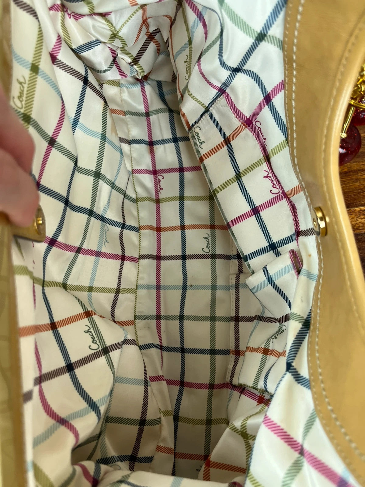 Coach Ergo Pleated Kiss-Lock Satchel - Honey Tan With Cherry Charm